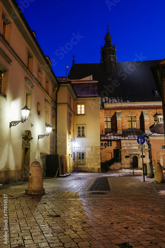 Ancient tenements in city center of Krakow, Poland #77836537