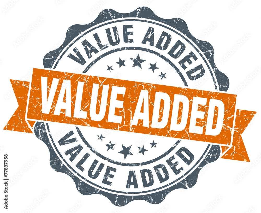 Fototapeta premium value added vintage orange seal isolated on white