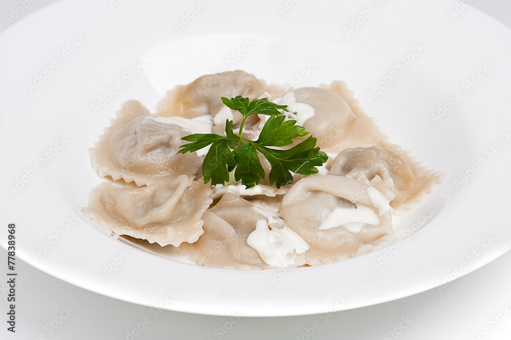 The asian dumplings with sauces The asian dumplings with sauces