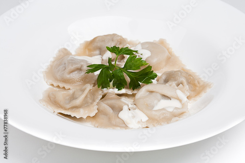 The asian dumplings with sauces