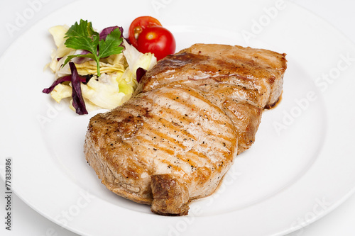 A great beef steak with vegetables