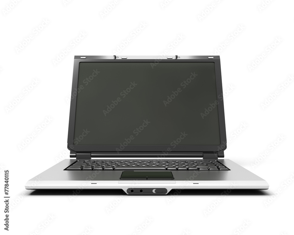 Open laptop notebook front view Open laptop notebook front view