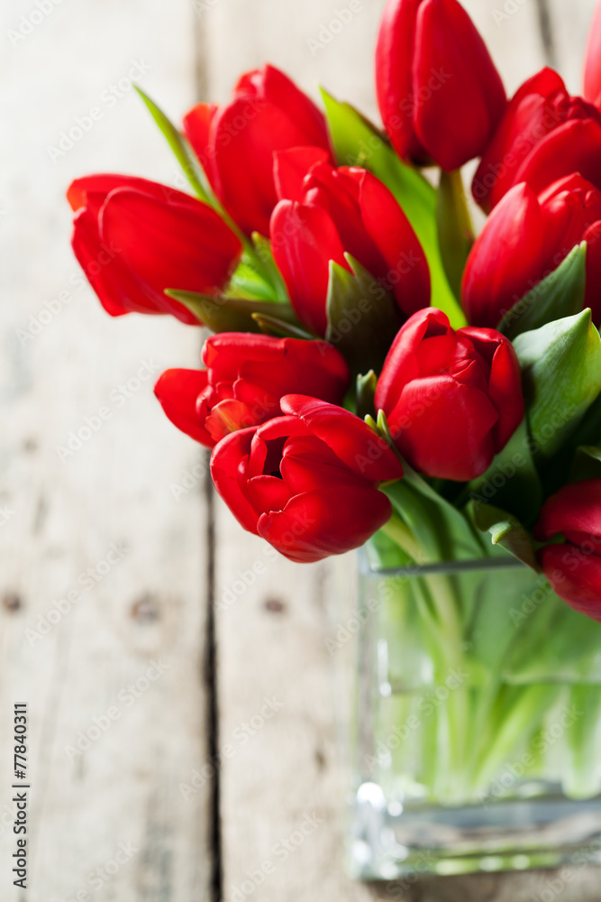 Valentine's day concept: bunch of red tulips Valentine's day concept: bunch of red tulips