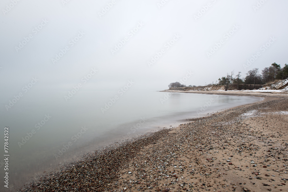 Baltic Sea and foggy morning