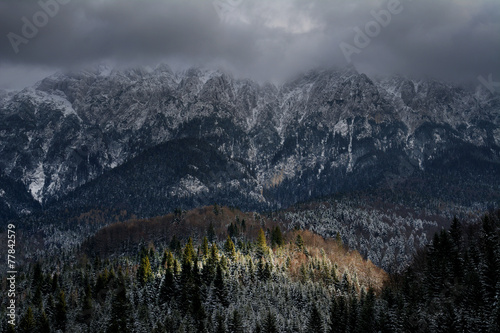 Alpine winter landscape in Transylvania, Romania, Europe