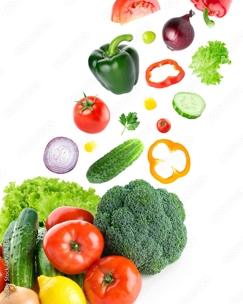 Falling fresh vegetables Falling fresh vegetables