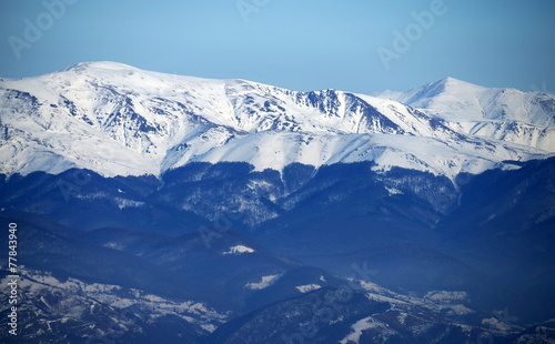 Alpine winter landscape in Transylvania