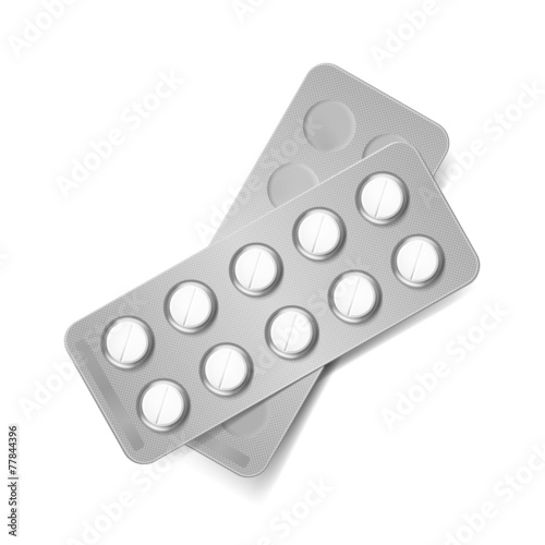 Vector Pack of Pills Isolated on White Background