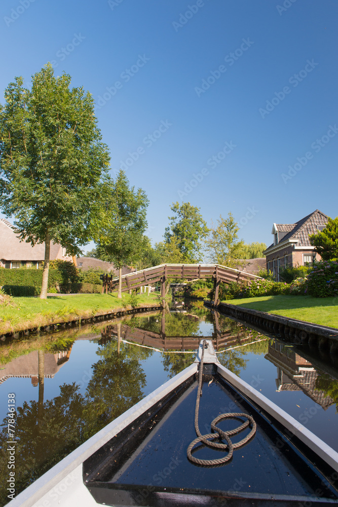 Fototapeta premium With boat in Dutch village