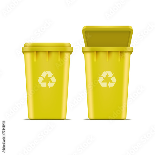 Vector Yellow Recycle Bin for Trash and Garbage