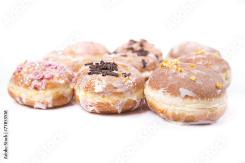 Fresh isolated donuts on white background