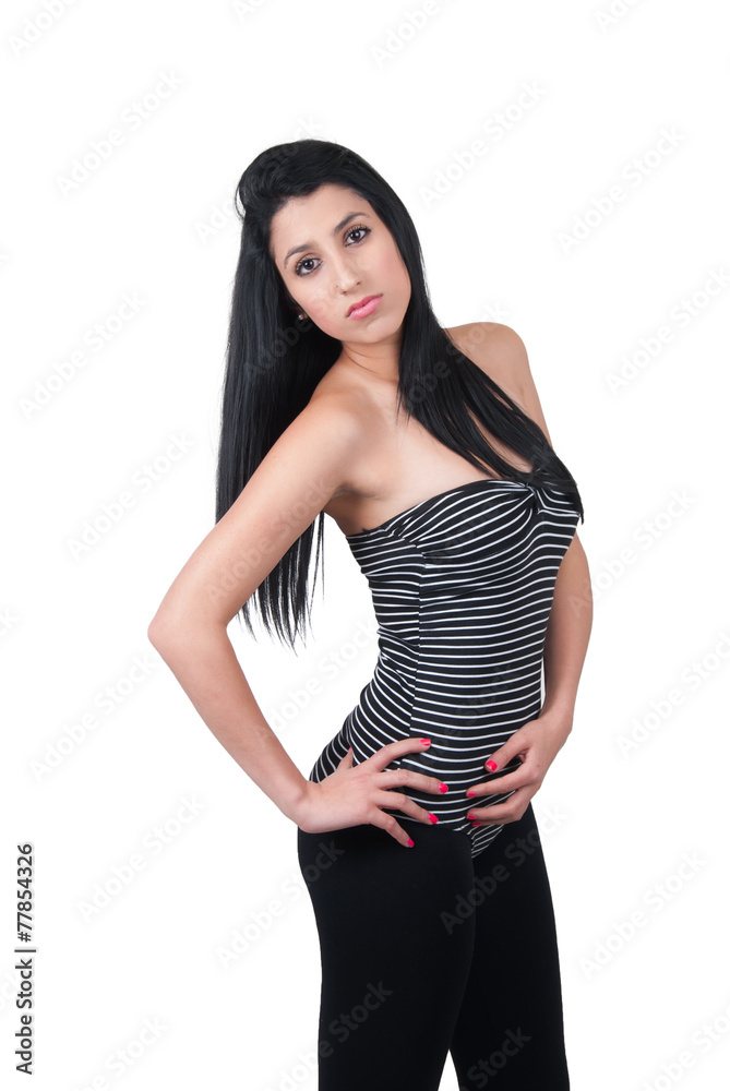 Adult woman with black leggings and leotard Adult woman with black leggings and leotard