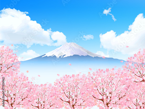 富士山 桜 背景