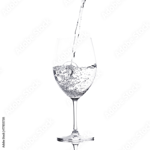 pure water is emptied into a glass of water