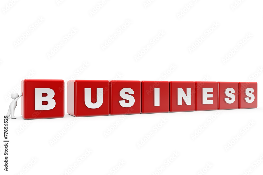 3d white man,with business word ,concept on cube 3d white man,with business word ,concept on cube