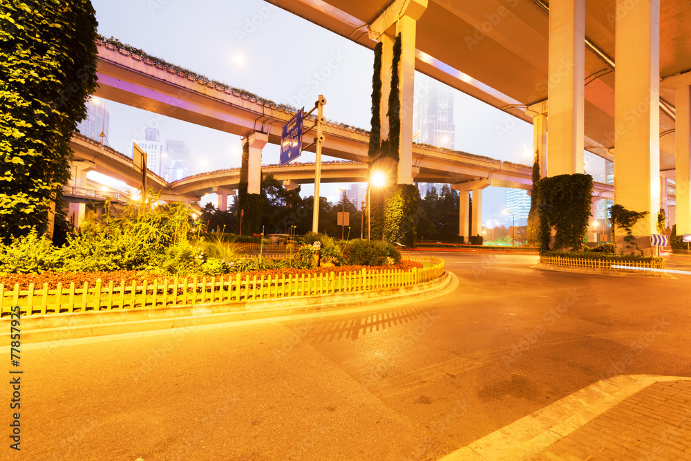 overpass bridge, low angle view at shanghai china