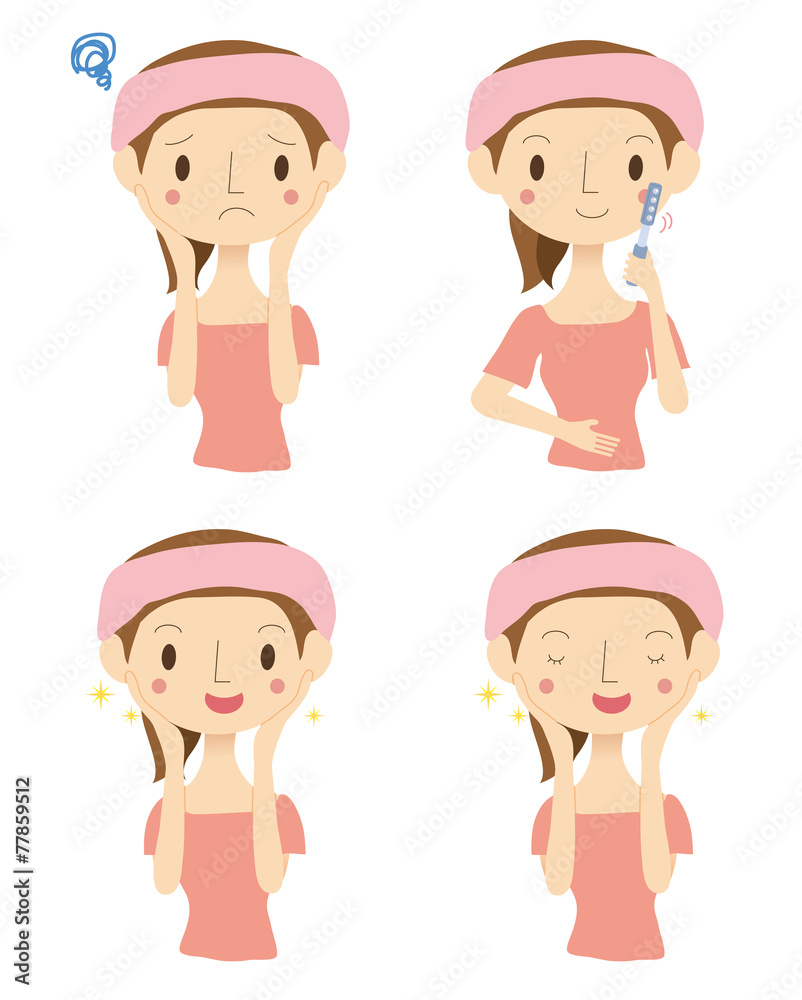 フェイスマッサージをする女性 フェイスマッサージをする女性