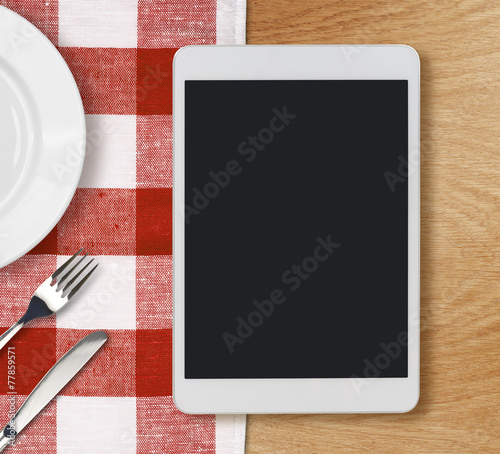 tablet pc on dinner table
