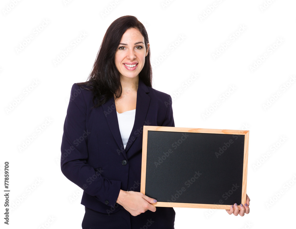 Businesswoman hold with chalkboard Businesswoman hold with chalkboard
