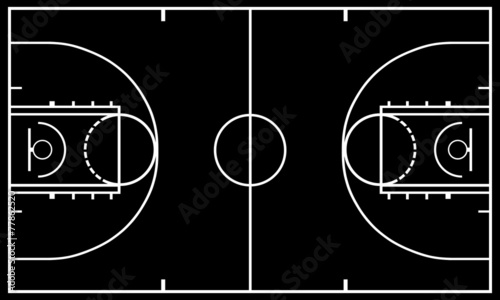 Basketball court with black in background