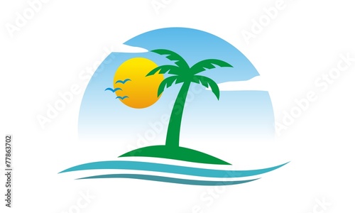 Fototapeta Naklejka Na Ścianę i Meble -  beach island sunset logo image