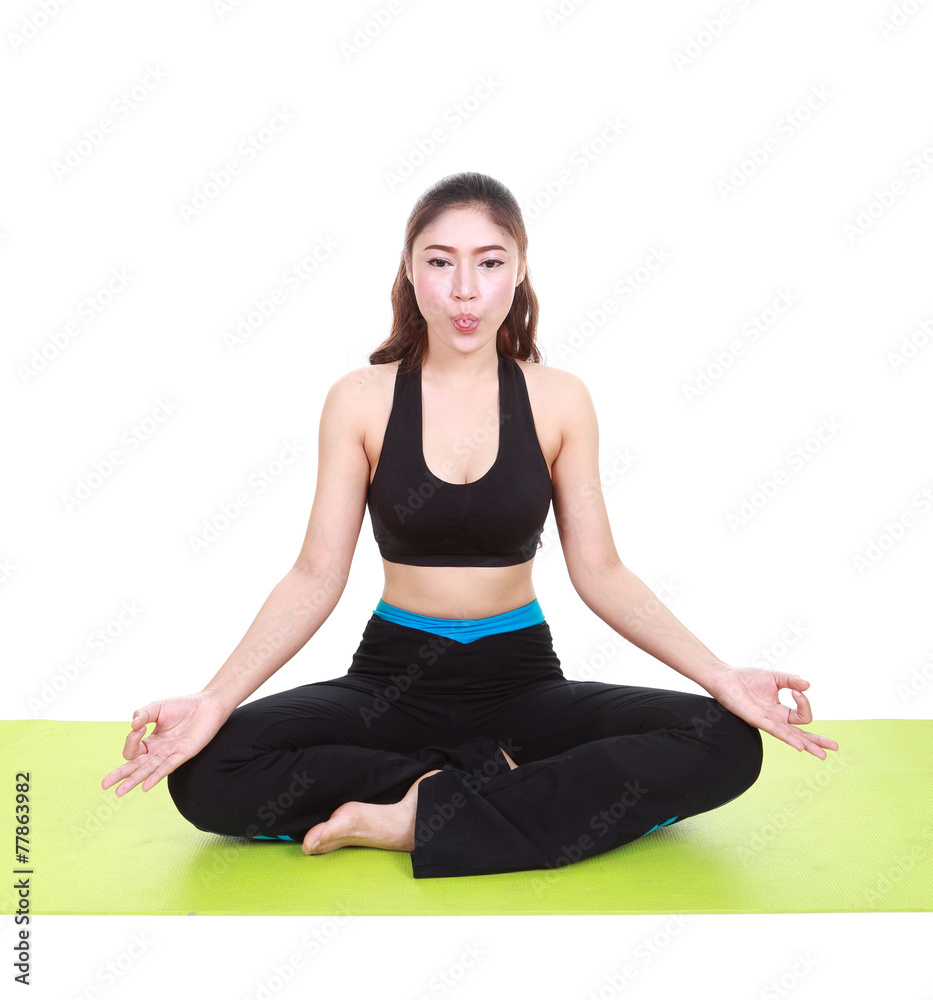 Young woman doing yoga exercise (tongue was wrapped) Young woman doing yoga exercise (tongue was wrapped)