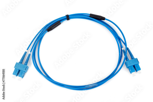 blue fiber optic duplex SC connector patchcord photo