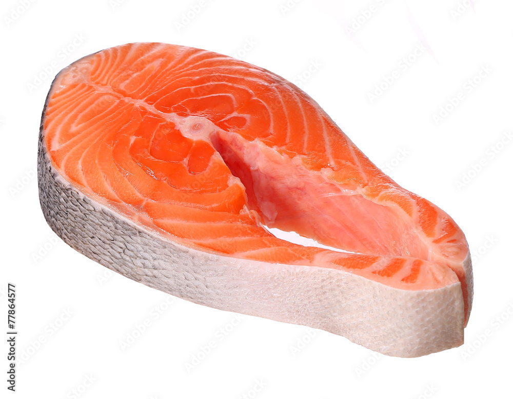 Piece of salmon isolated on white Piece of salmon isolated on white