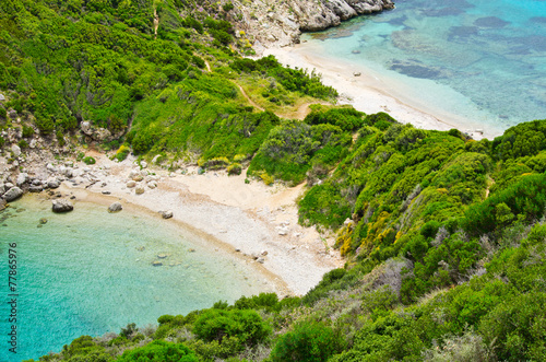 Famous 2 side Porto Timoni beach  Corfu  Greece