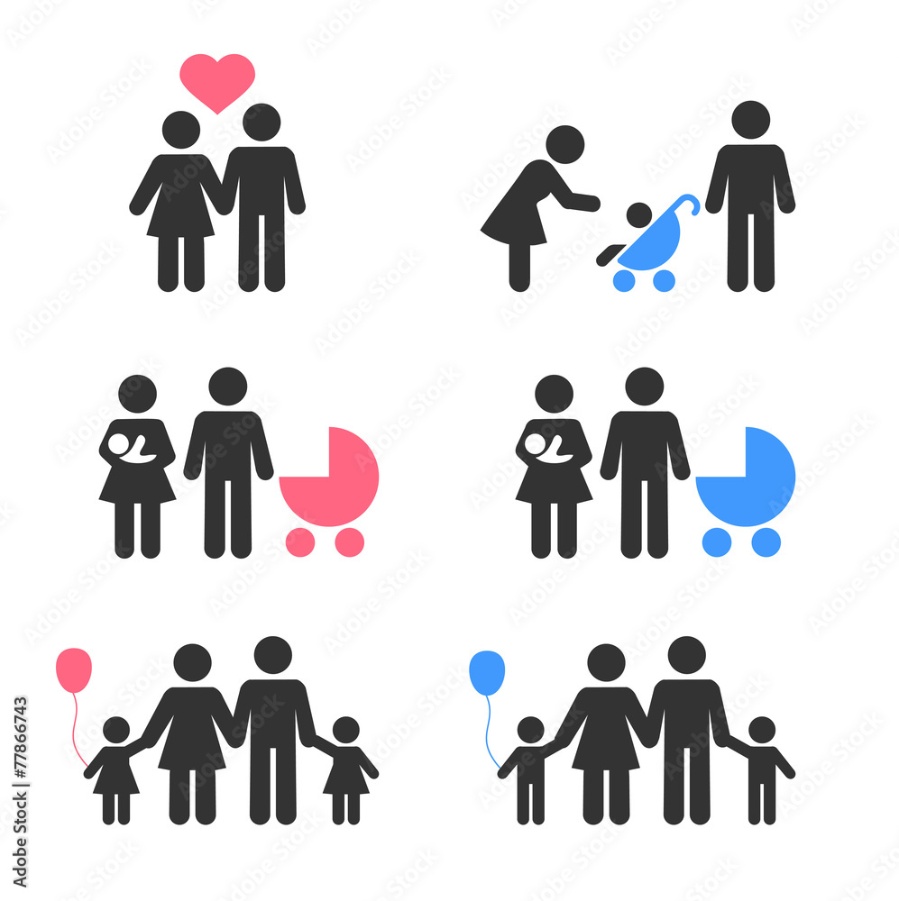 Family icons collection, isolated on white background Family icons collection, isolated on white background