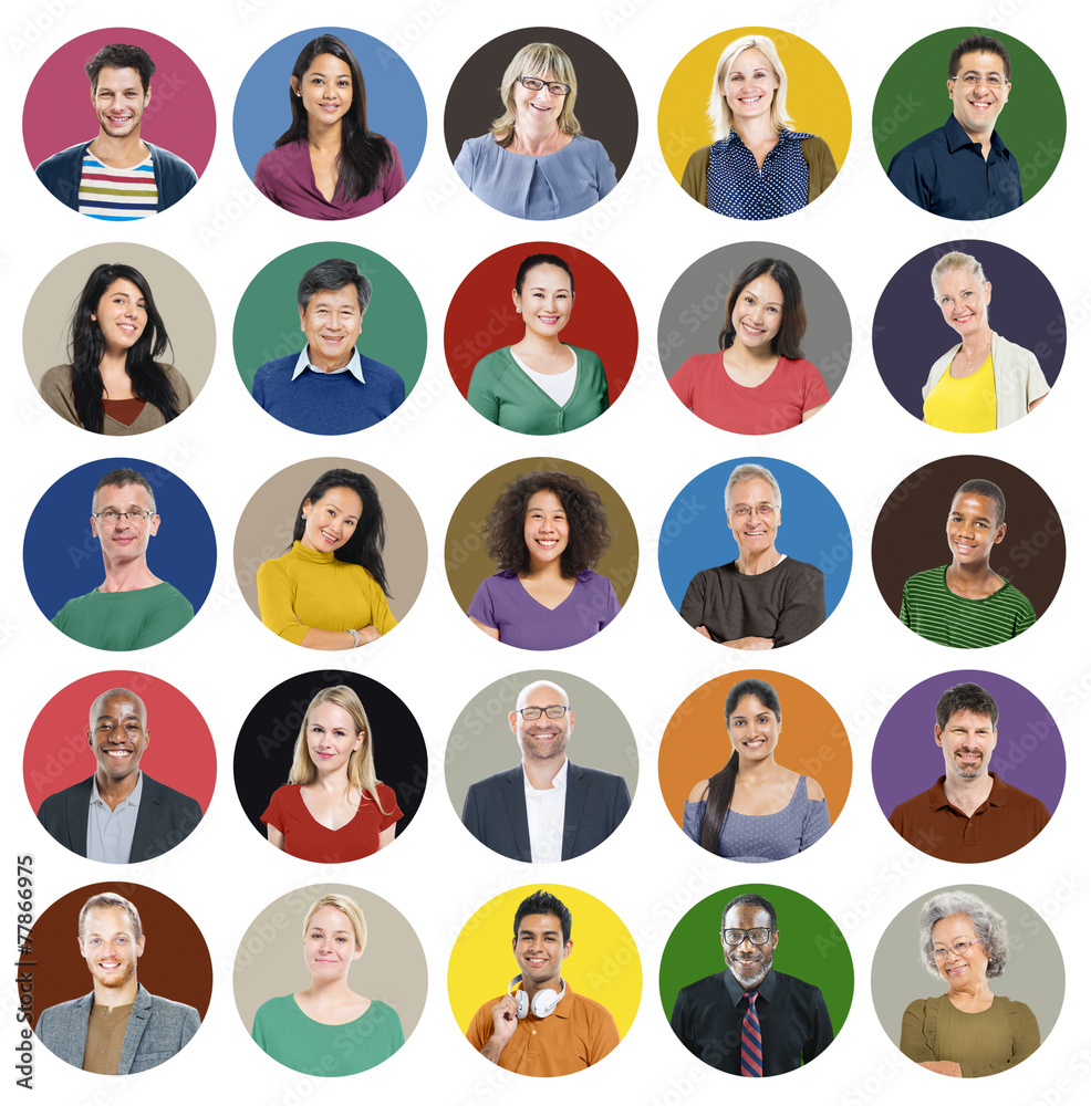 People Faces Portrait Multiethnic Cheerful Group Concept People Faces Portrait Multiethnic Cheerful Group Concept