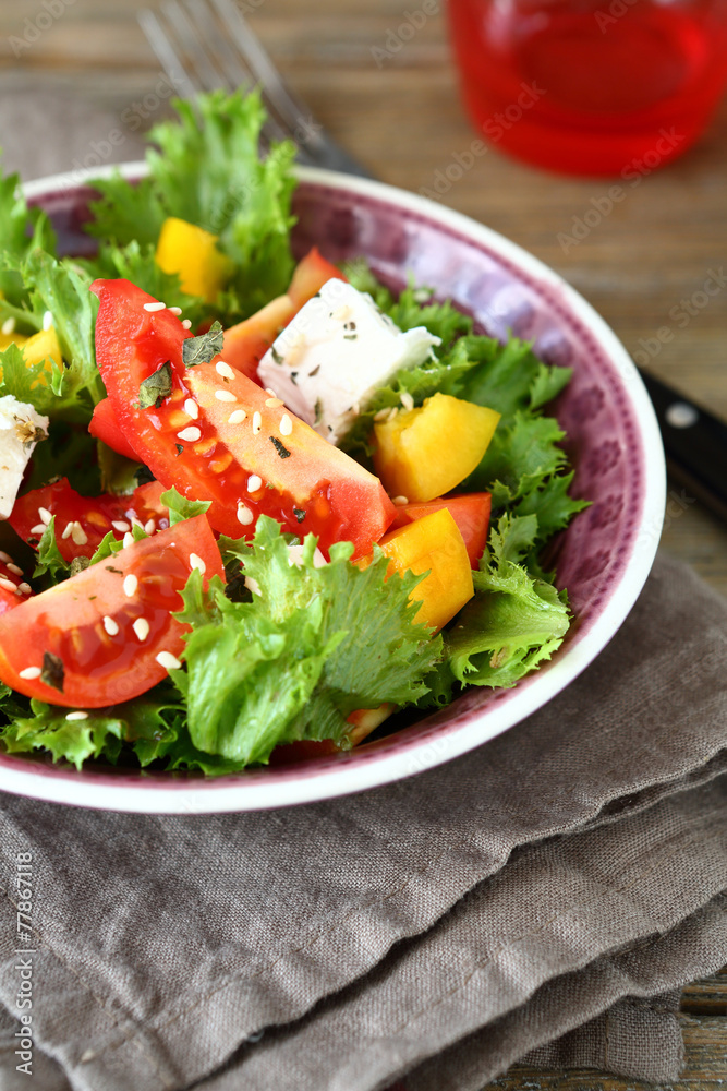 Fresh salad with vegetables and feta cheese Fresh salad with vegetables and feta cheese