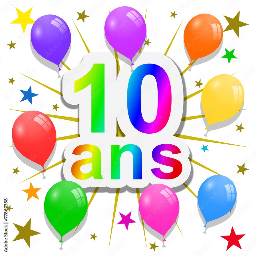 Anniversaire, 10 ans Illustration Stock