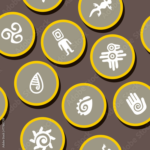 Seamless background with Mexican relics dingbats characters