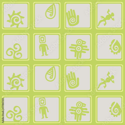 Seamless background with Mexican relics dingbats characters