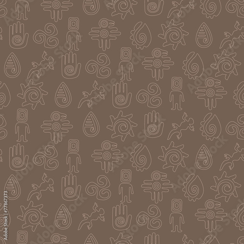 Seamless background with Mexican relics dingbats characters