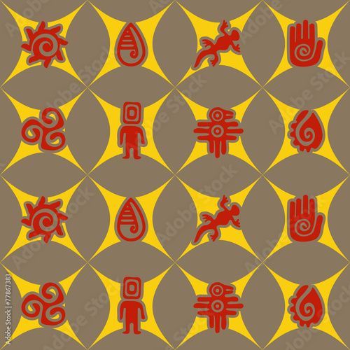 Seamless background with Mexican relics dingbats characters
