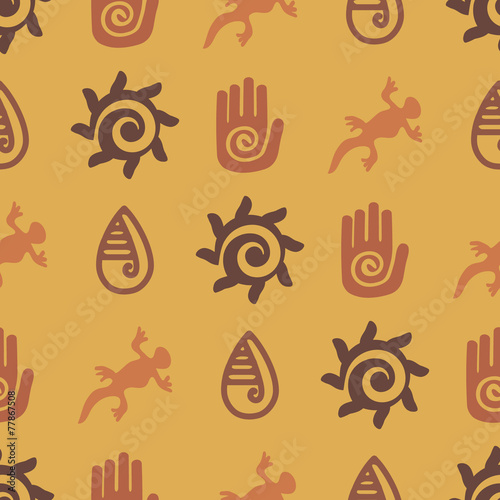 Seamless background with Mexican relics dingbats characters
