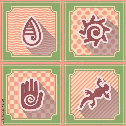 Seamless background with Mexican relics dingbats characters
