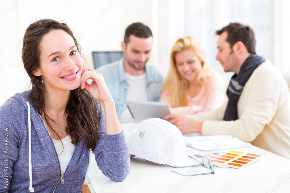 Portrait of an architect student during meeting