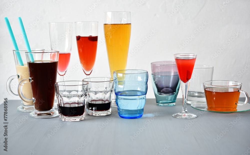 Various glasses with drinks Various glasses with drinks