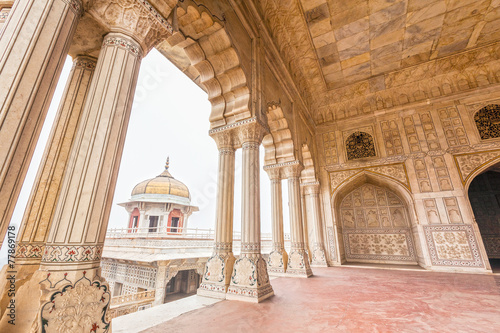 Marble Palaces in Agra Fort, India photo