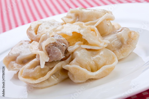 Russian traditional food dumpling with meat