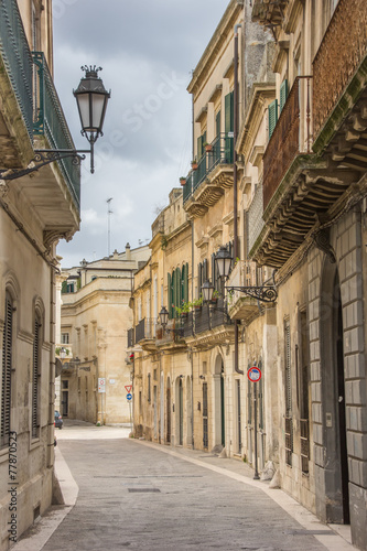 Street with old houses in the historical center of Lecce
