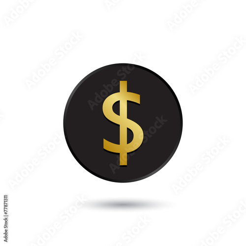 Simple gold on black dollar icon