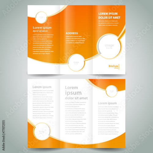 brochure design template orange white curves color
