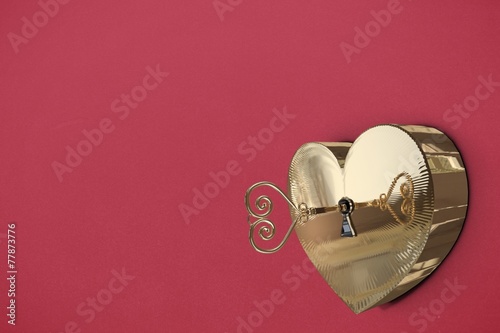 Golden heart lock with key