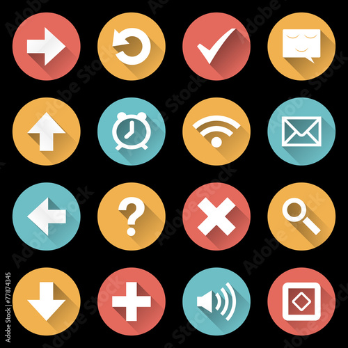 Modern flat white icons vector collection with long shadow