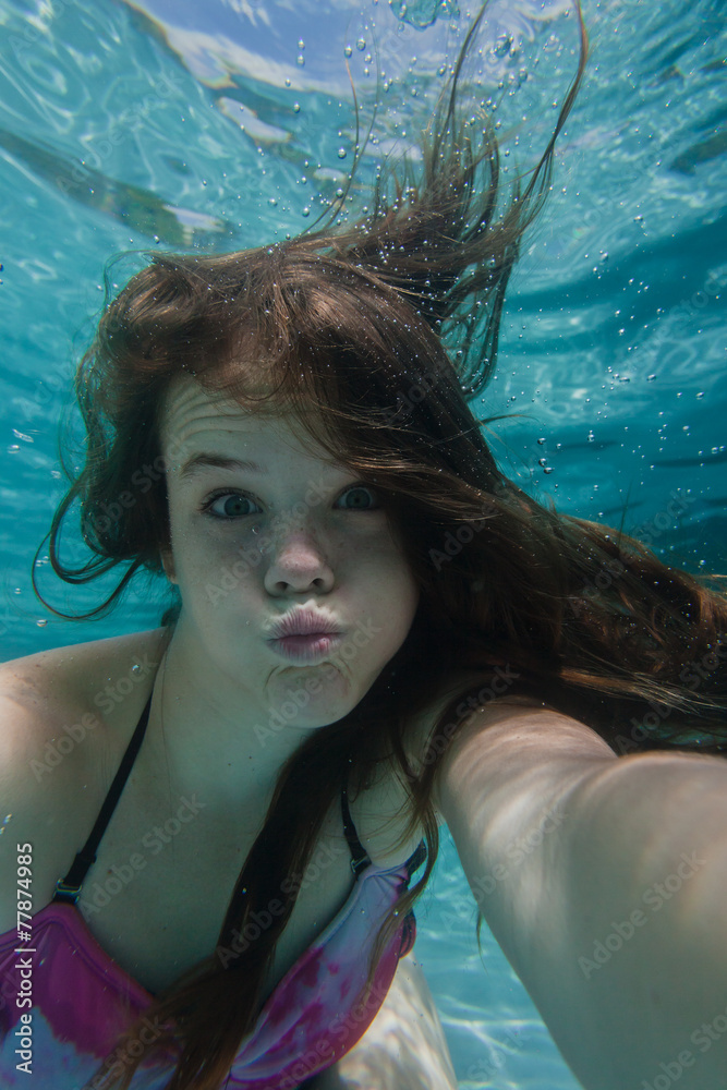 Girl Underwater Self Portrait Stock Photo | Adobe Stock