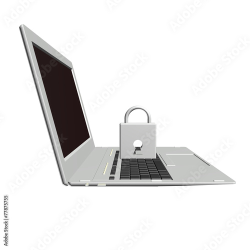 Security Internet.Modern laptop with closed lock